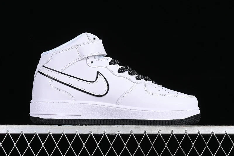 Nike Air Force 1 Mid "All White/Black"